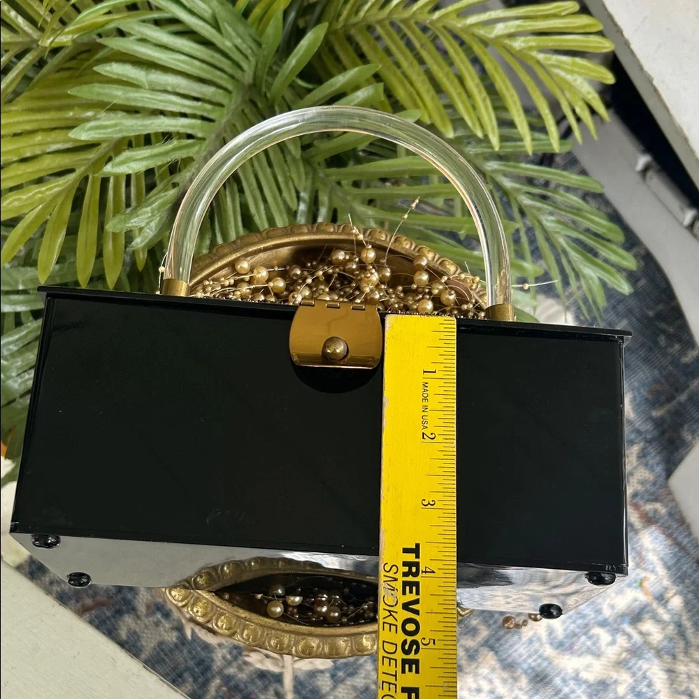 Vintage DORSET Black and Gold Lucite Box Bag